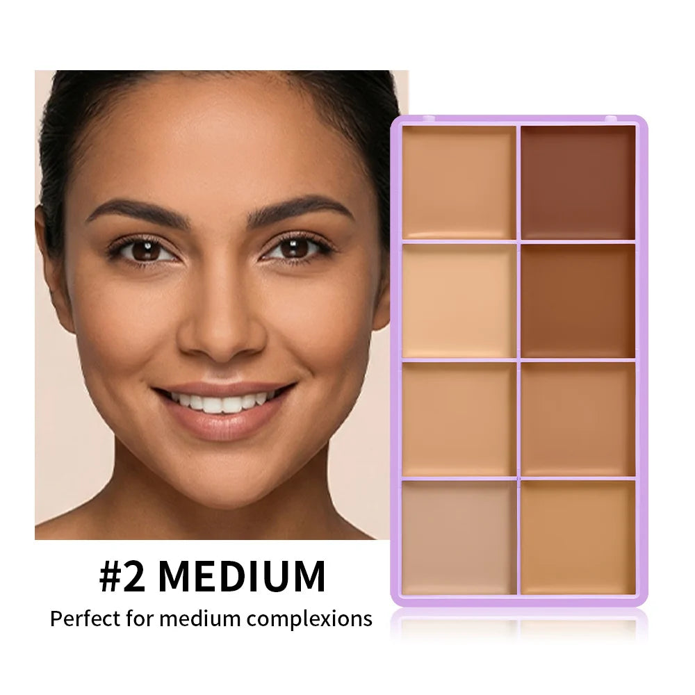 8-Shade Matte Cream Concealer Palette for Full Coverage - 20
