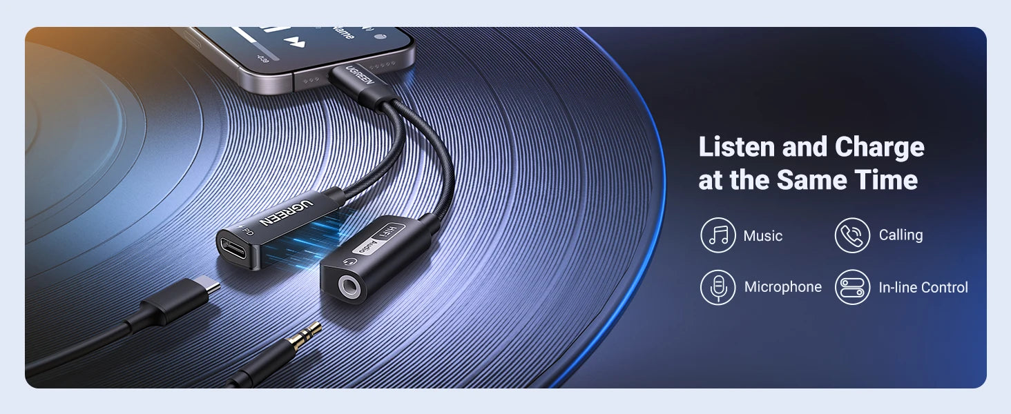 USB-C to 3.5mm Headphone Adapter with 60W PD Fast Charging - 9