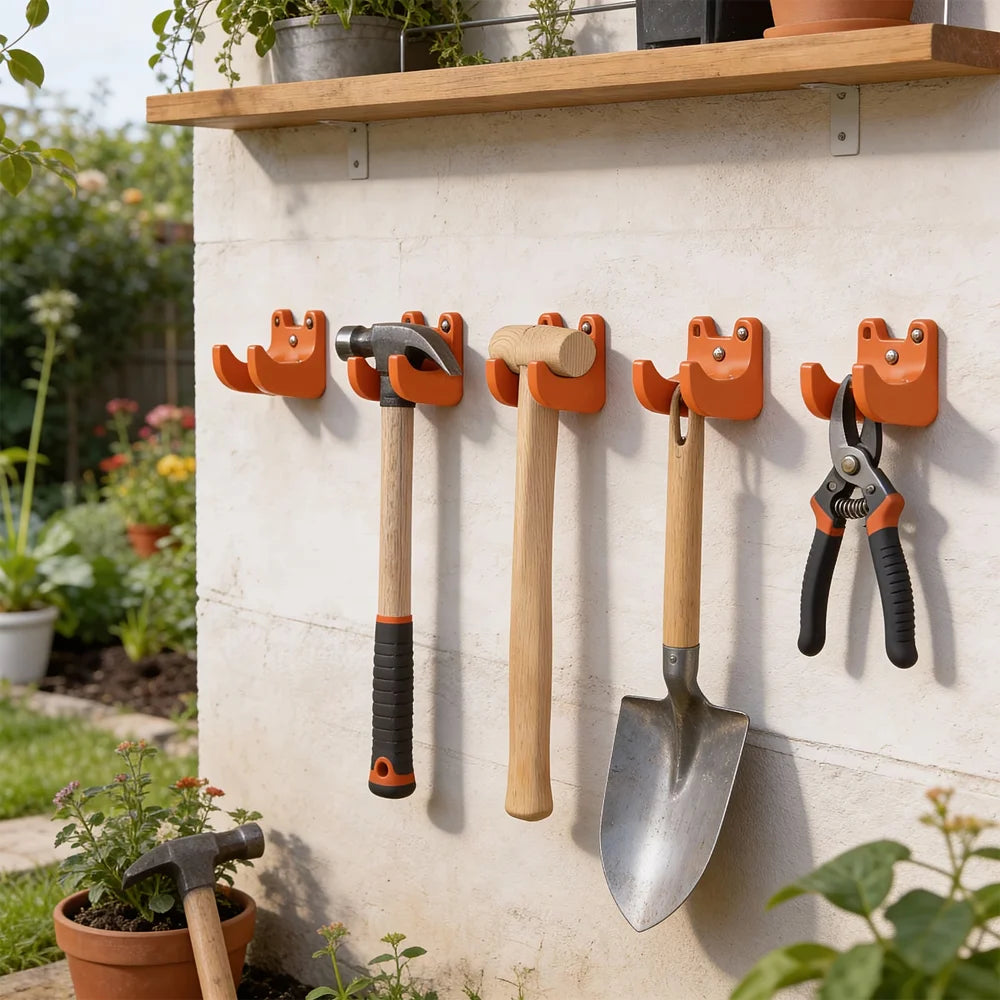 Wall-Mounted Gardening Tool Organizer Rack