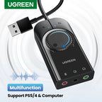 USB to 3.5mm External Sound Card Audio Adapter