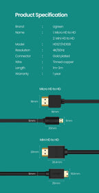 4K 60Hz Micro HDMI to HDMI Cable for Cameras and Laptops