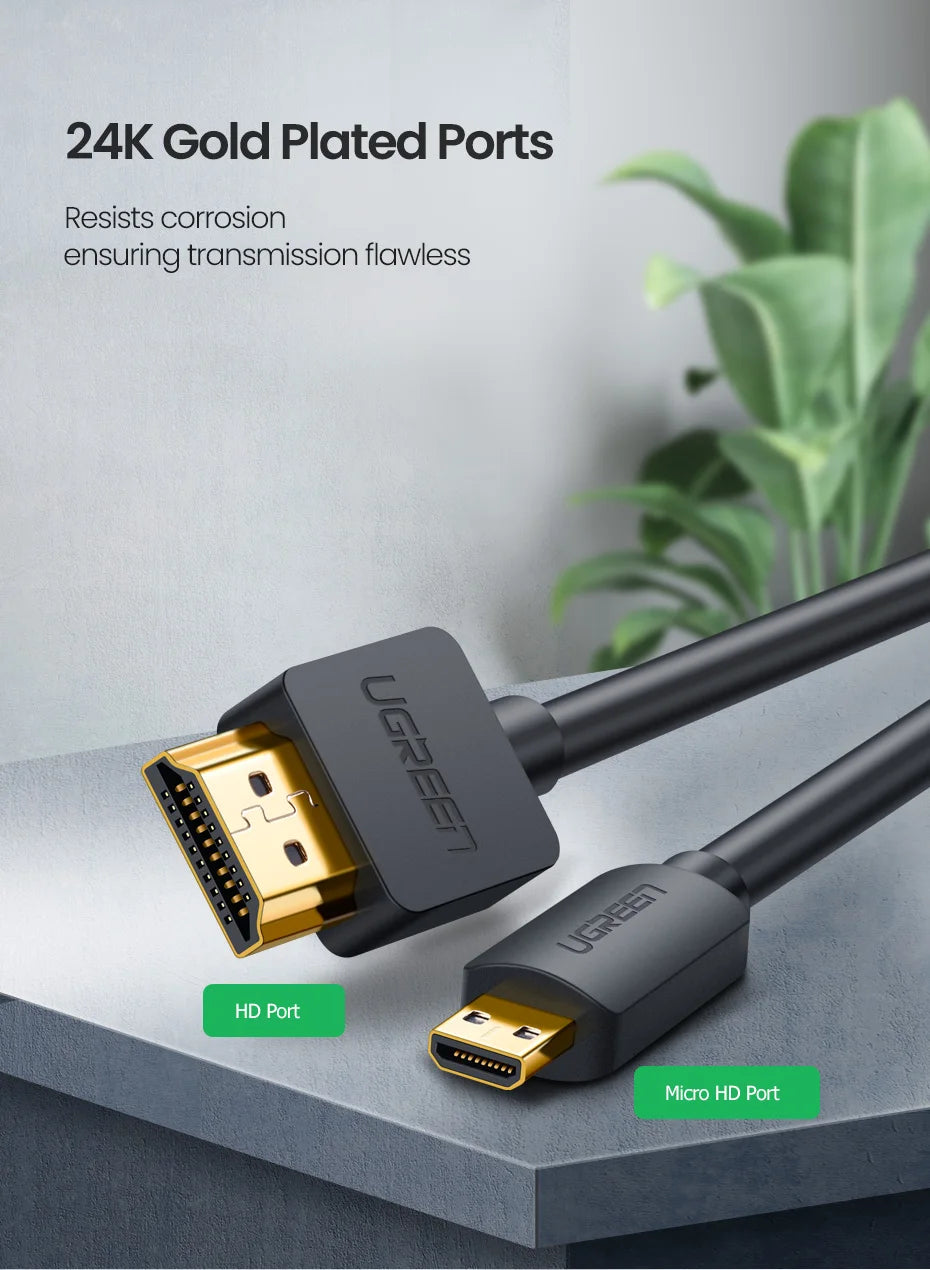 4K 60Hz Micro HDMI to HDMI Cable for Cameras and Laptops
