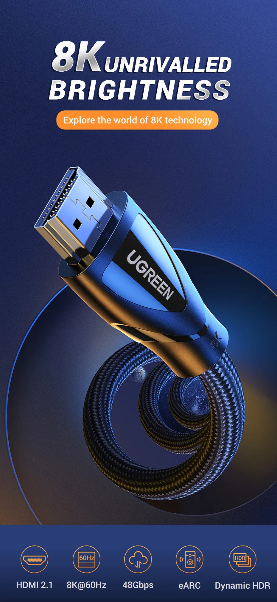 HDMI 2.1 Ultra High-Speed 8K Cable for Gaming and Home Theater