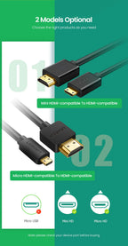 4K 60Hz Micro HDMI to HDMI Cable for Cameras and Laptops
