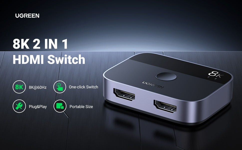 8K 60Hz HDMI 2.1 Switcher 2 In 1 Out - 8
